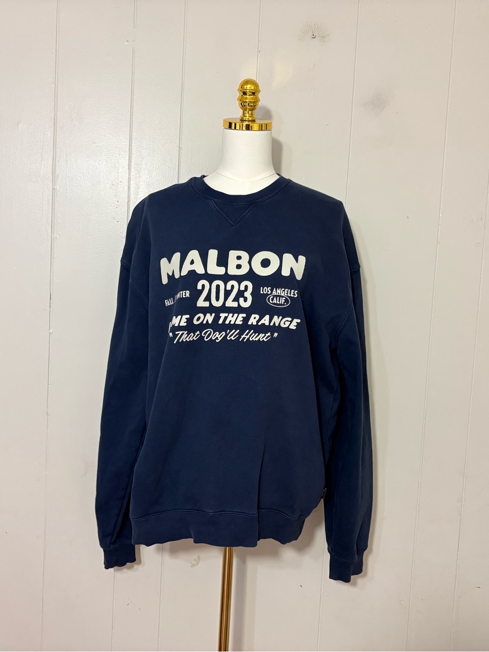 Malbon Golf Home On The Range 2023 Sweatshirt Navy Size M Western